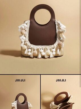 Brown & Natural Tassel Straw Tote